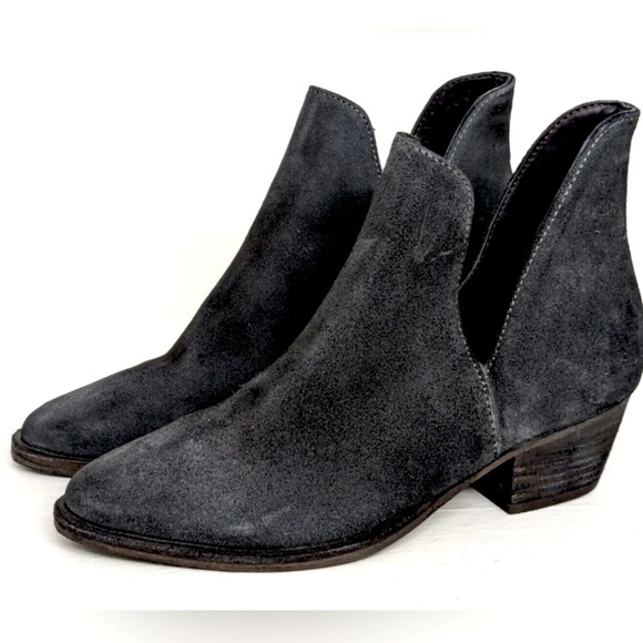FREE PEOPLE Shoes Charm Double V Suede Ankle Block Heel Boot Size 38 or 7.5 New - Picture 4 of 8